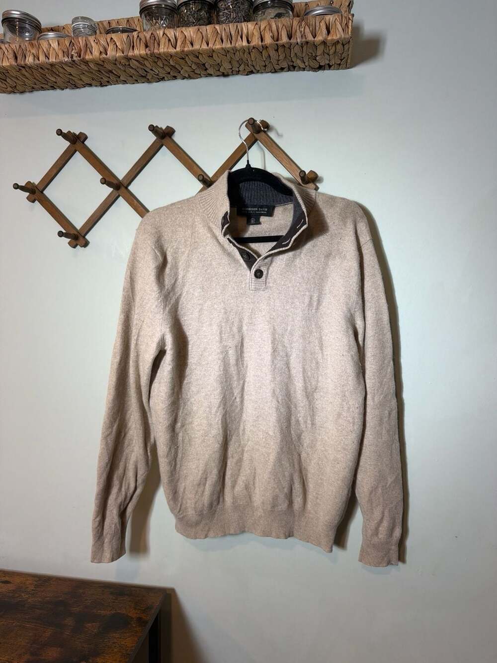 Harrison Davis 100% 2-Ply Cashmere Quarter Button Sweater Size L